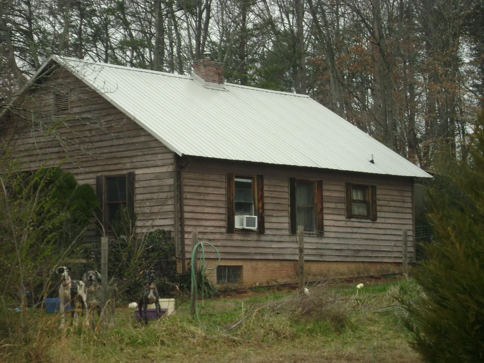 White metal roof on an old wood sided farmhouse, from a Metal Roof Installation job in Topsfield